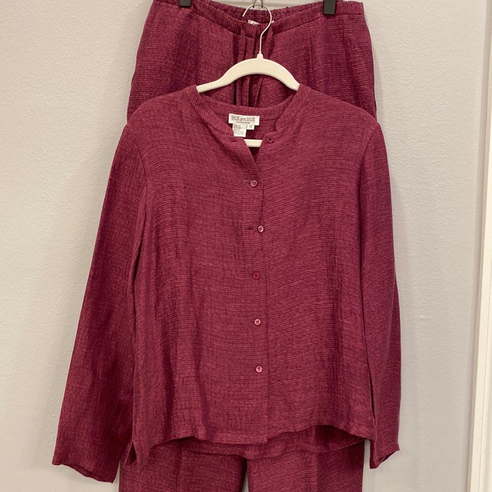 Silk linen casual pants and top